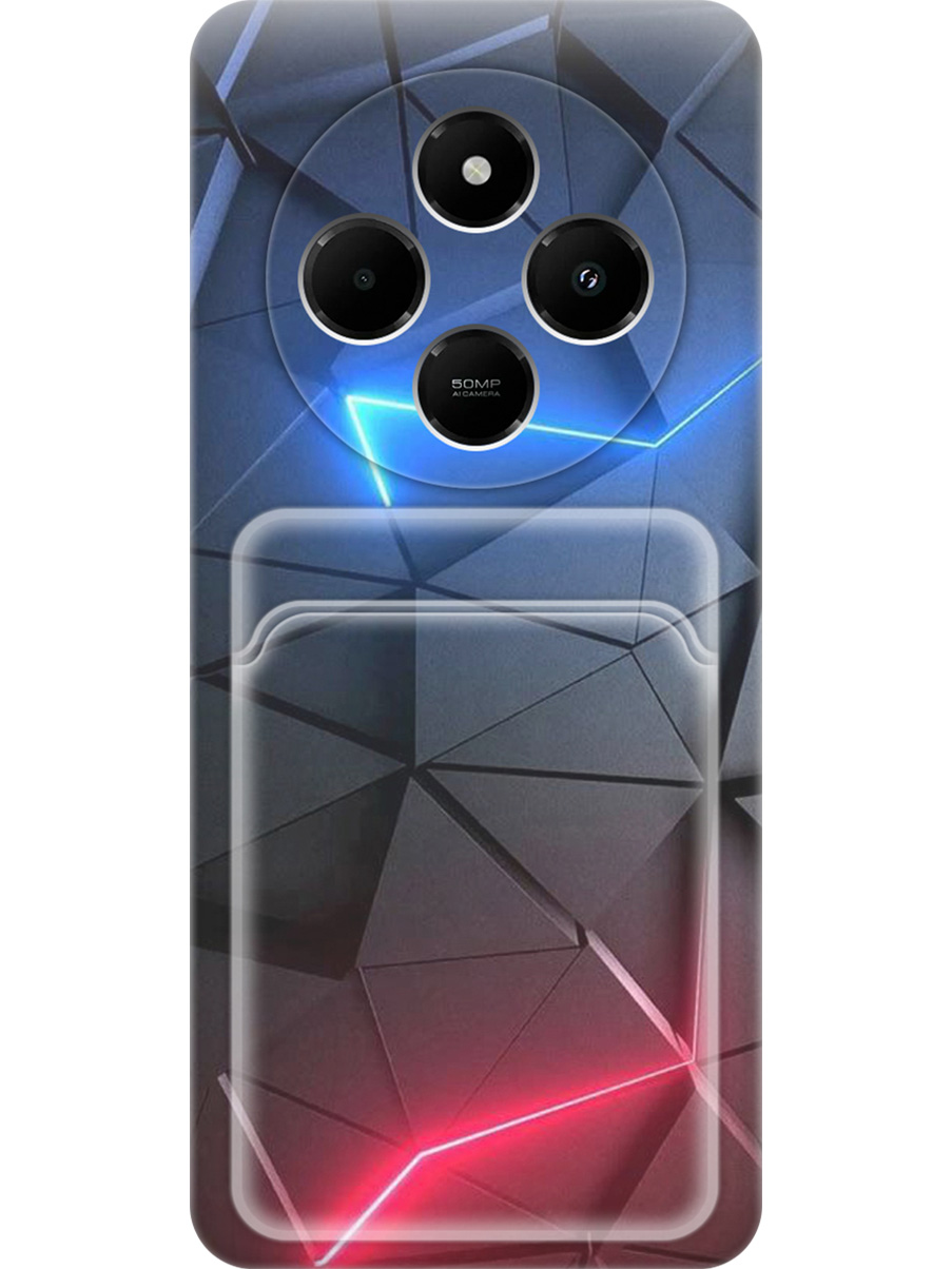 

Силиконовый чехол на Xiaomi Redmi 14C, Poco C75 с принтом с карманом для карты 842711, Прозрачный;серый;синий, 786715731
