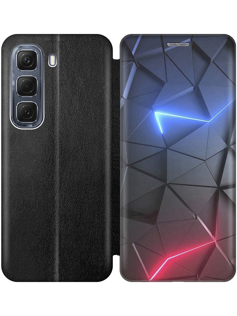 

Чехол-книжка на Infinix Hot 50 4G с принтом "Графитовые грани" черный, Черный;серый;синий, 786718731