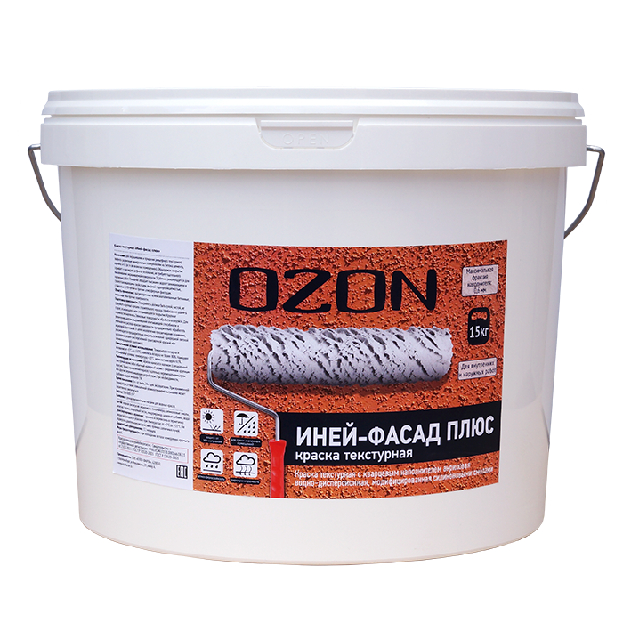 OZON Краска текстурная с кварцевым песком OZON Иней фасад плюс SILIKON ВД-АК-163(6)С-15 С