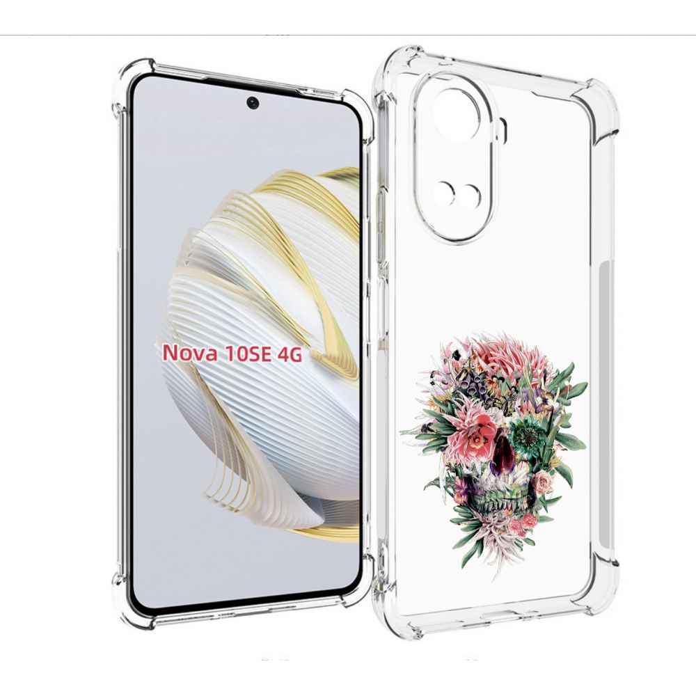 

Чехол MyPads череп из цветов для Huawei Nova 10 SE, Прозрачный, Tocco