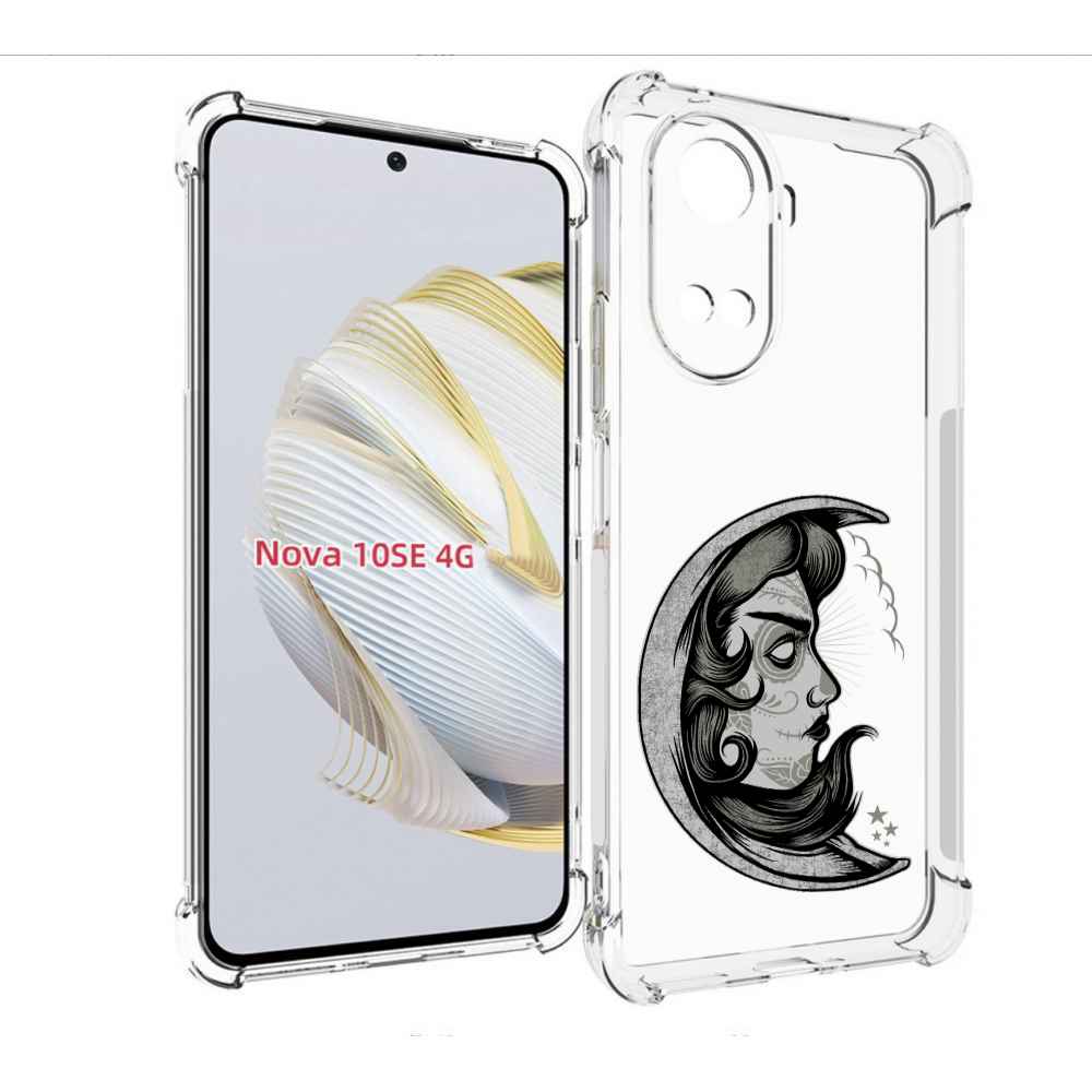 

Чехол MyPads черно белая луна с лицом для Huawei Nova 10 SE, Прозрачный, Tocco