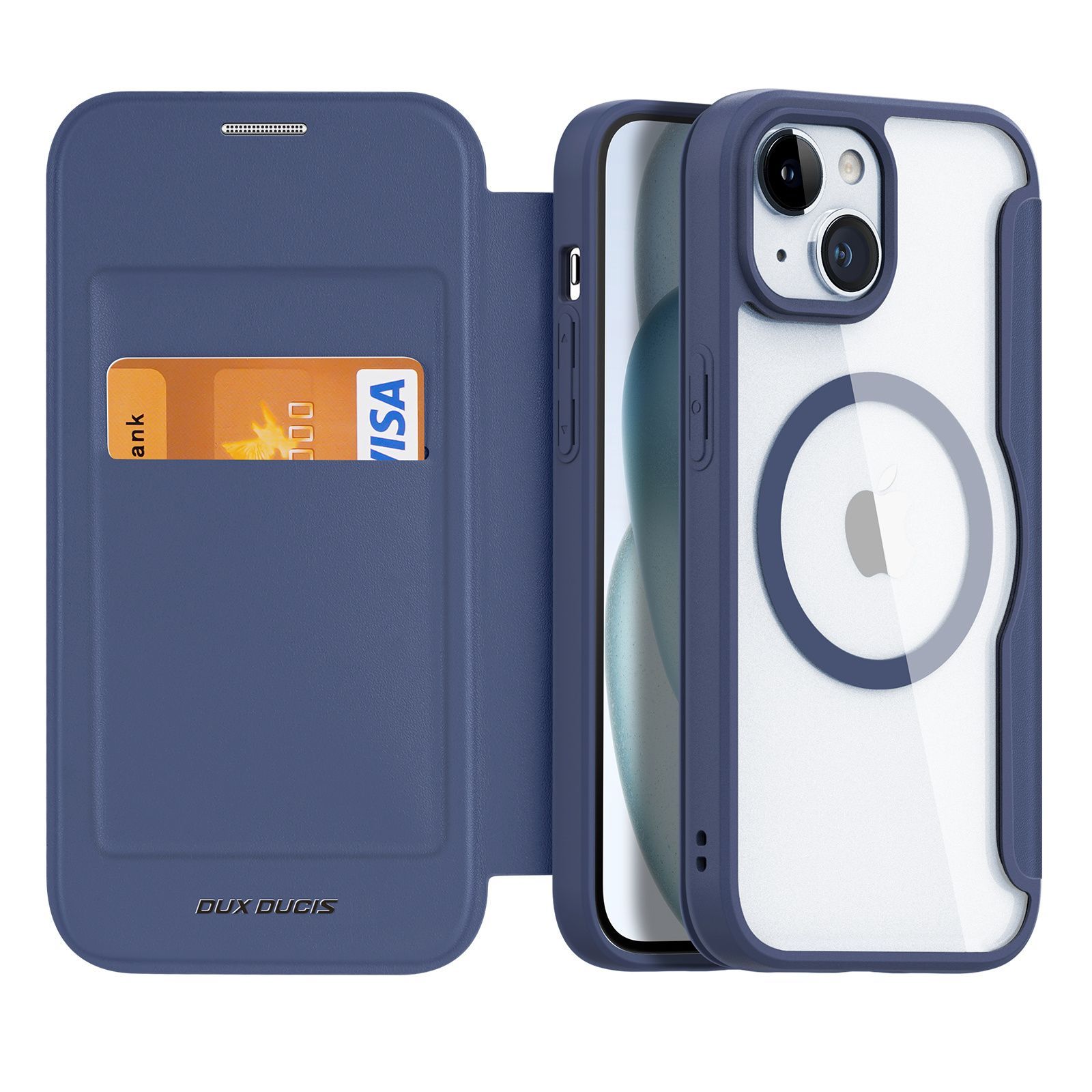 

Чехол книжка Dux Ducis для iPhone 15 (Skin X с MagSafe) синий, DD 15