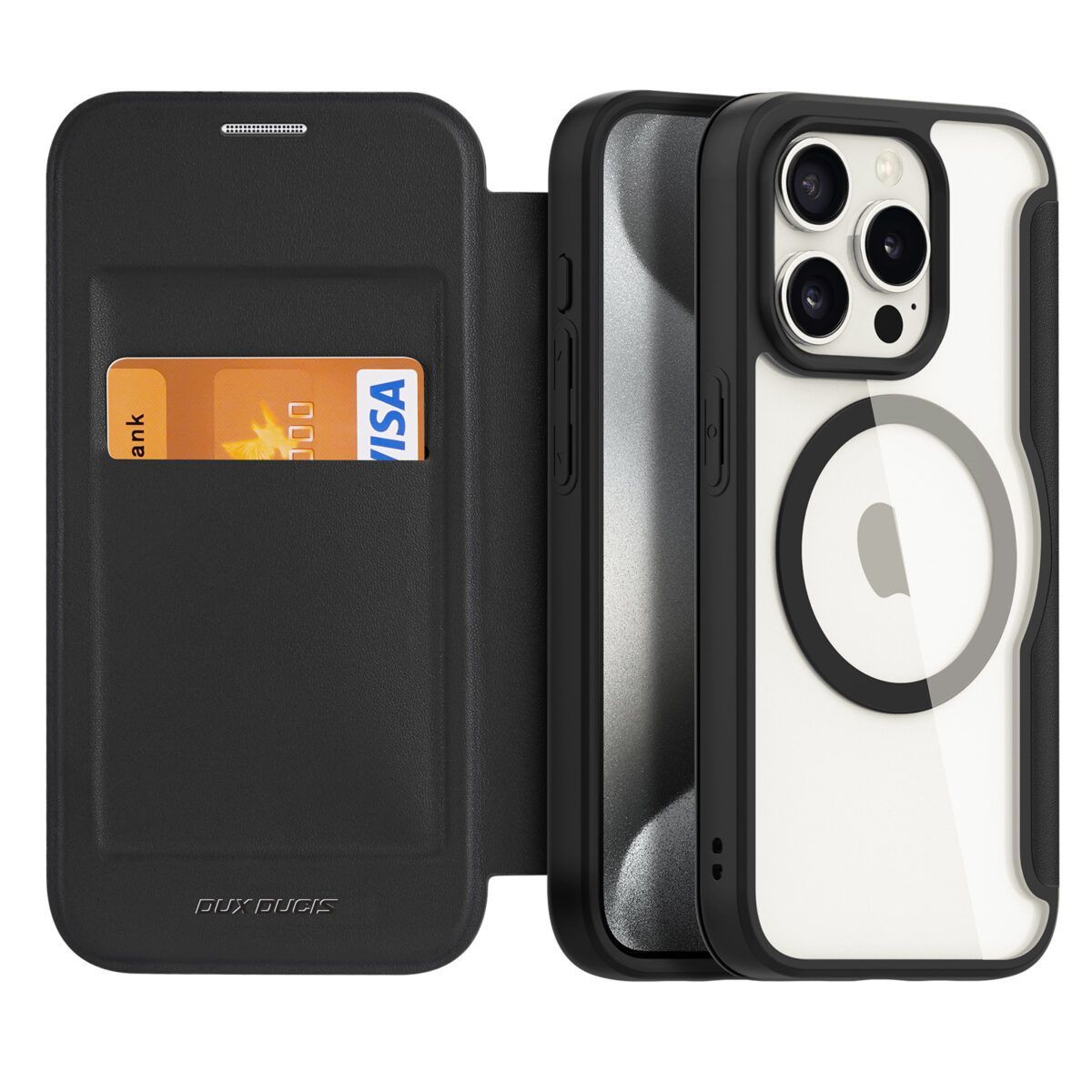 

Чехол книжка Dux Ducis для iPhone 15 Pro (Skin X Pro с MagSafe) черный, DD 15 Pro