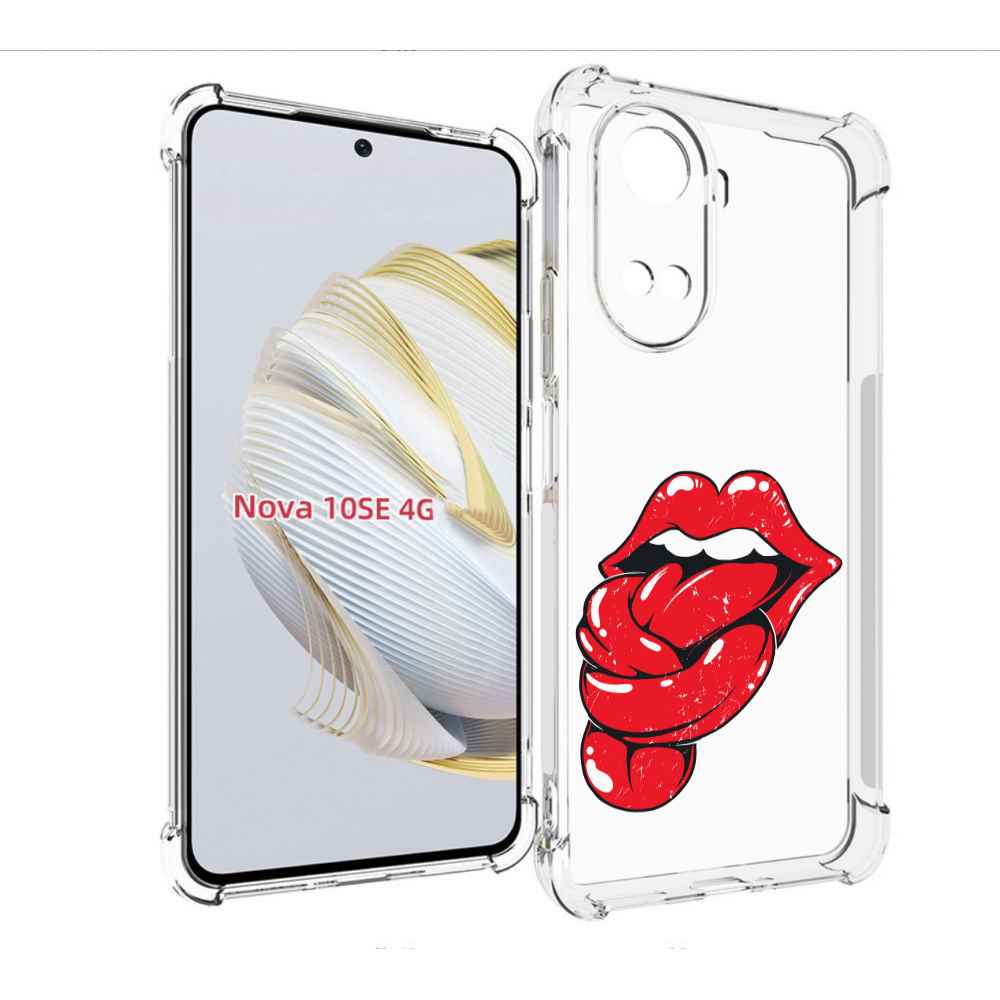 

Чехол MyPads яркие губы с языком для Huawei Nova 10 SE, Прозрачный, Tocco