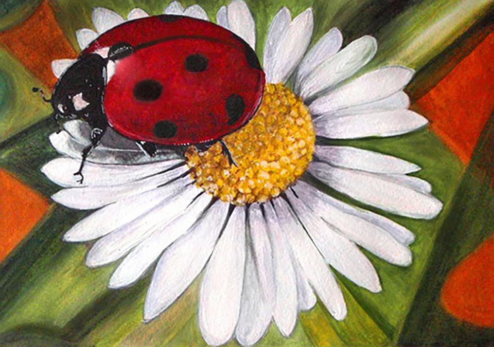 

Алмазная вышивка Гранни Ромашка и коровка, 19x27 см, Ромашка и коровка
