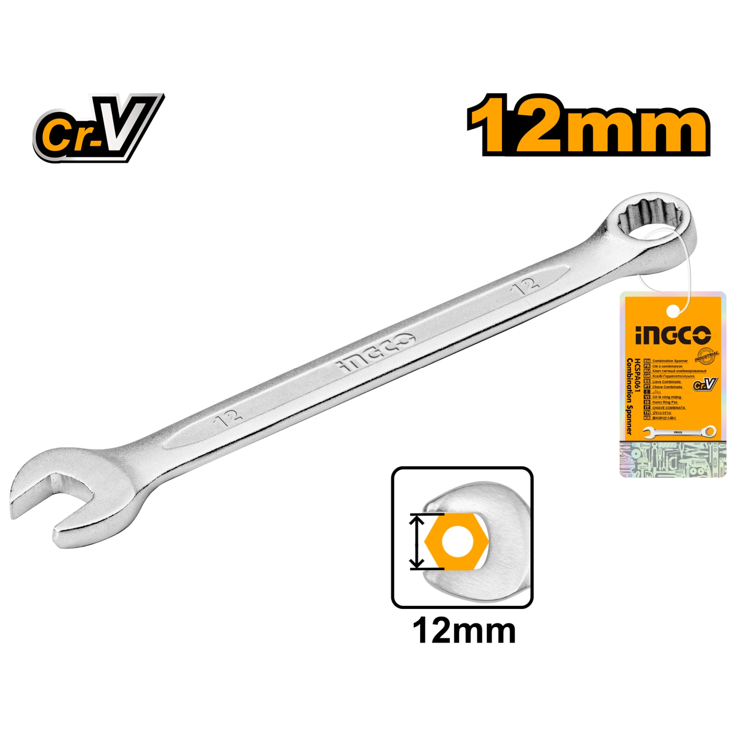 Ключ гаечный комбинированный INGCO HCSPA121, 12 мм