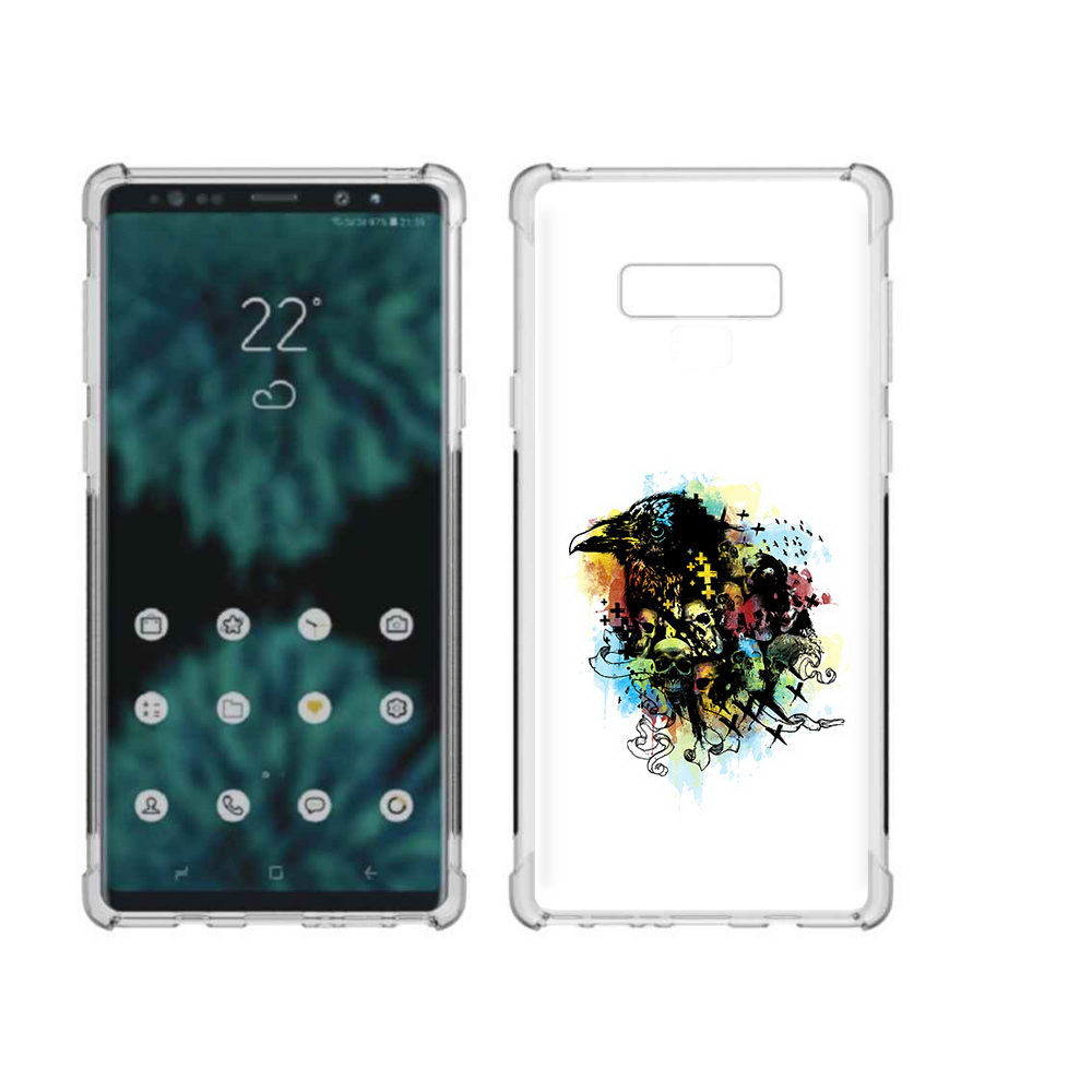 

Чехол MyPads Tocco для Samsung Galaxy Note 9 ворон и черепа (PT115235.598.273), Прозрачный, Tocco