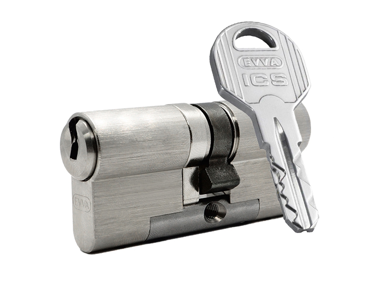 

Цилиндр EVVA ICS ключ-ключ (размер 56х46 мм) - Никель (5 ключей), Серый