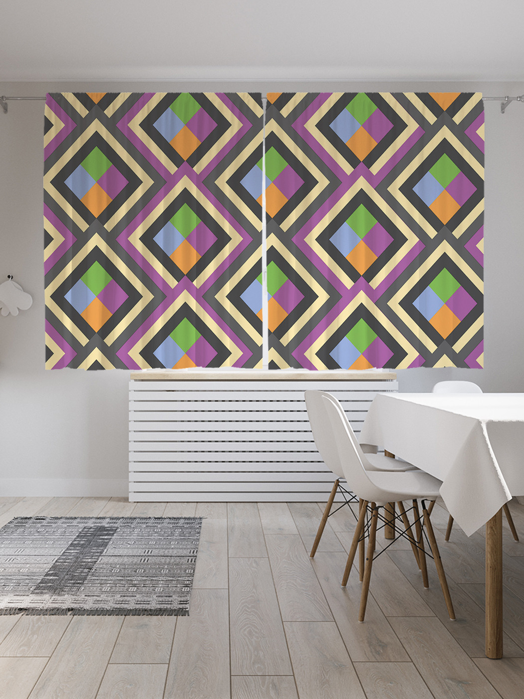 

Шторы с фотопечатью JoyArty "Квадратные ряды" из сатена, 290х180 см