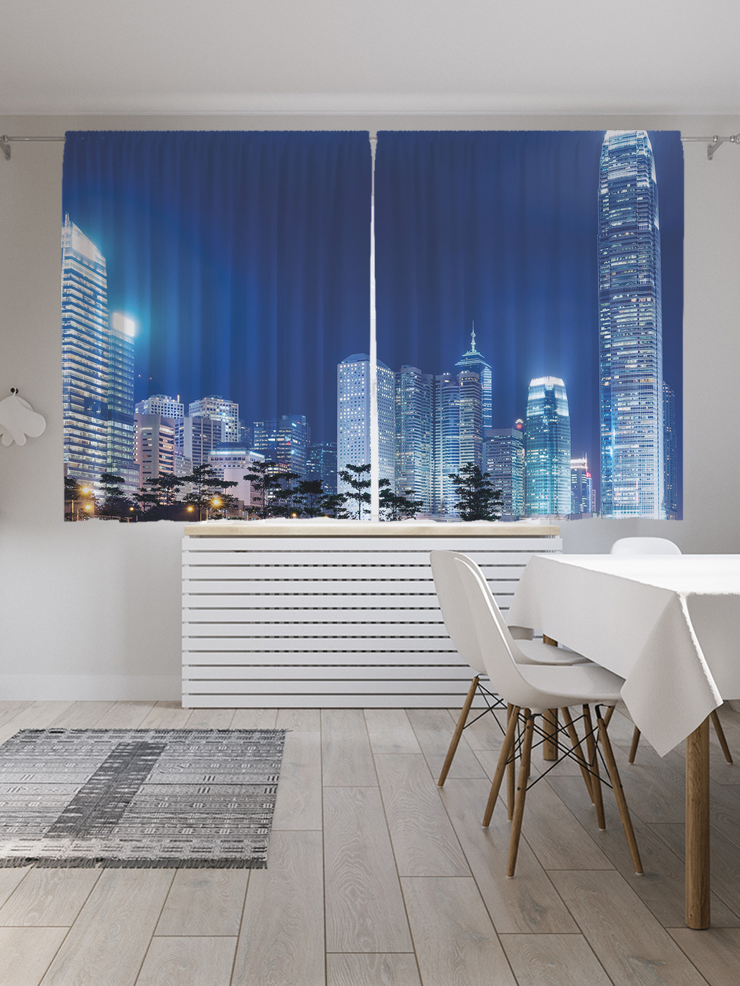 

Шторы с фотопечатью JoyArty "Город у реки" из сатена, 290х180 см