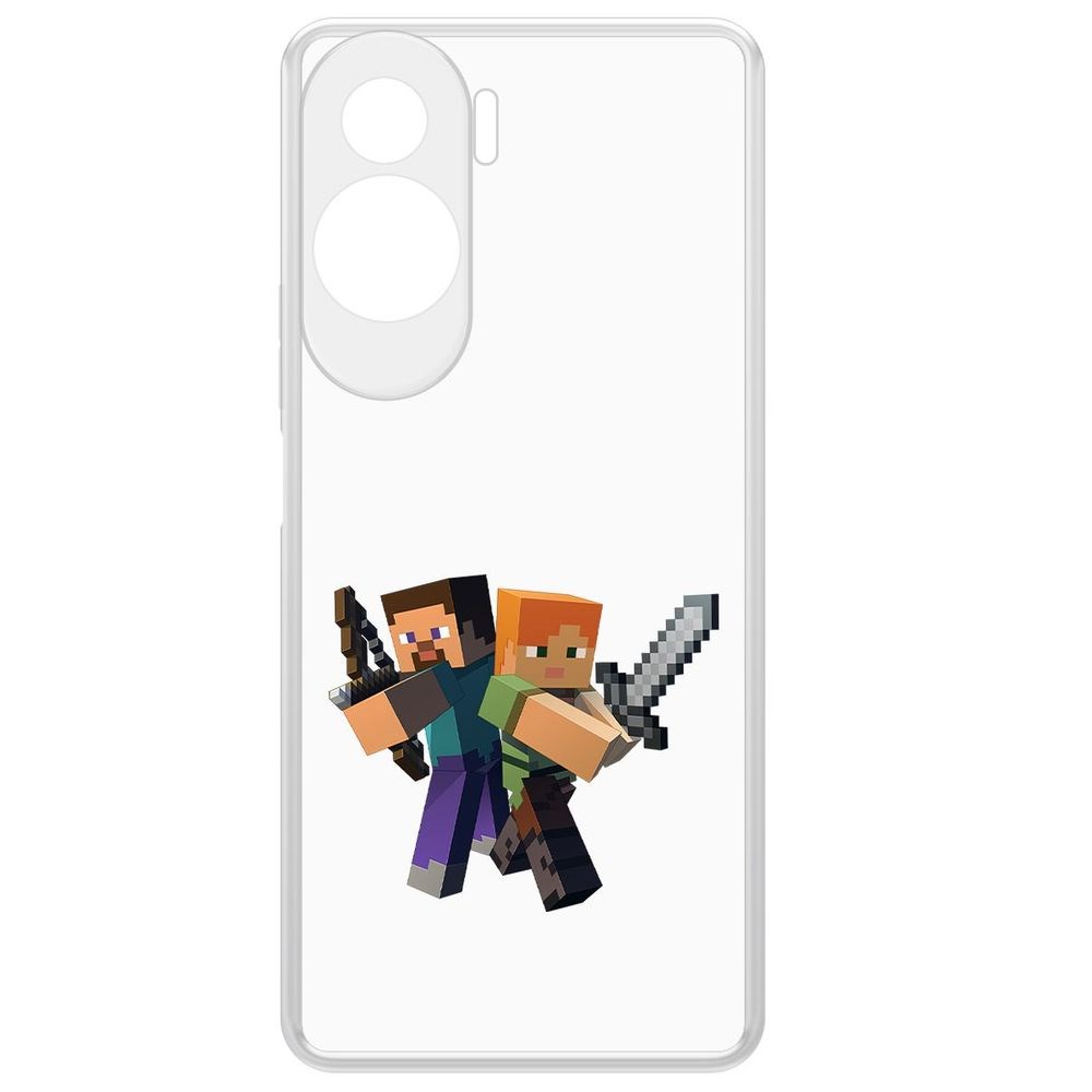 

Чехол-накладка Krutoff Clear Case Minecraft-Стив и Алекс для Honor X50i, Прозрачный