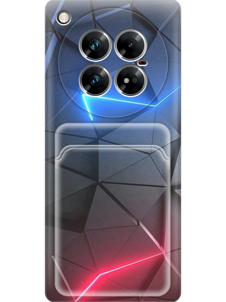 

Силиконовый чехол на Infinix Zero 40 5G с принтом "Графитовые грани" с карманом для карты, Прозрачный;серый;синий, 786721131