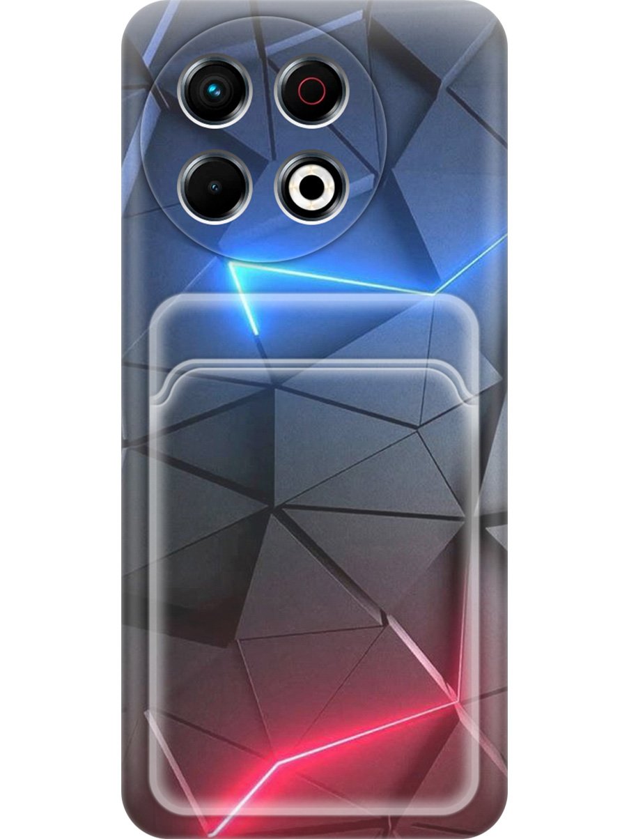 

Силиконовый чехол на Tecno Spark 30 Pro с принтом "Графитовые грани" с карманом для карты, Прозрачный;серый;синий, 786719931