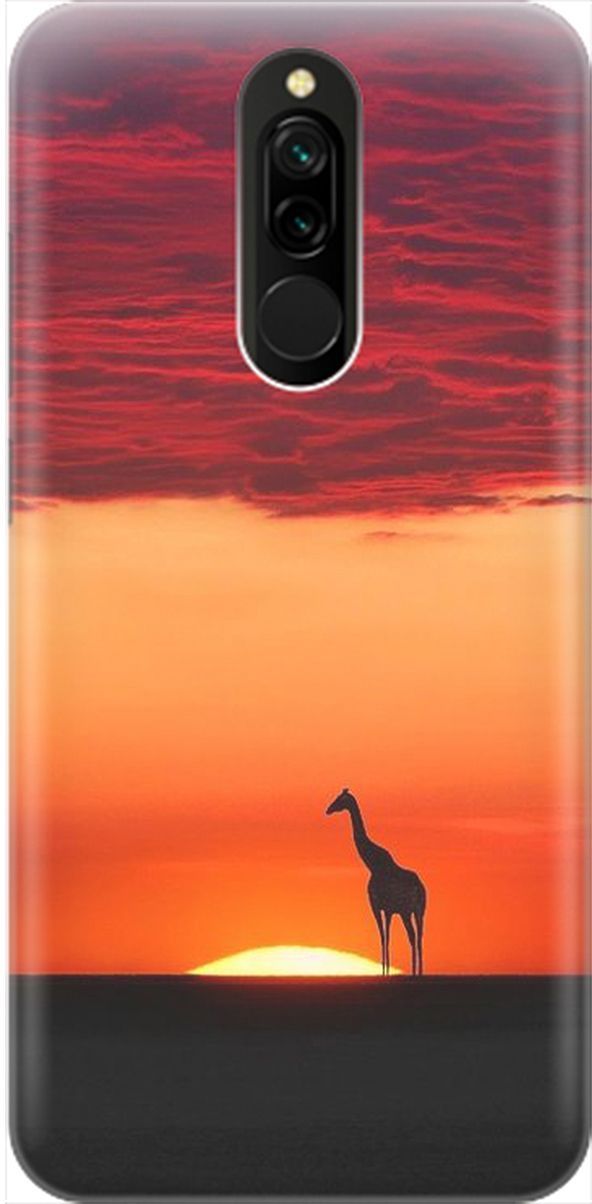 

Силиконовый чехол на Xiaomi Redmi 8 "Закатный жираф", Оранжевый;розовый, 2047