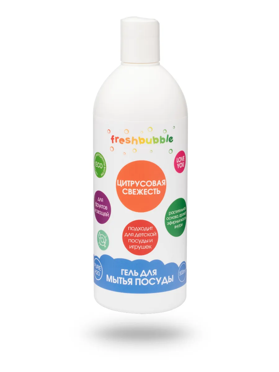 

Гель для мытья посуды FRESHBUBBLE, Цитрусовая свежесть 500 мл х4 шт, FRESHBUBBLE Гель для мытья посуды Цитрусовая свежесть 500 мл х4 шт.