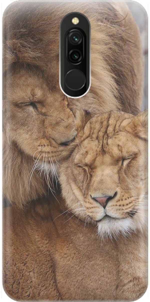 

Силиконовый чехол на Xiaomi Redmi 8 "Милые львы", Бежевый;коричневый, 1611