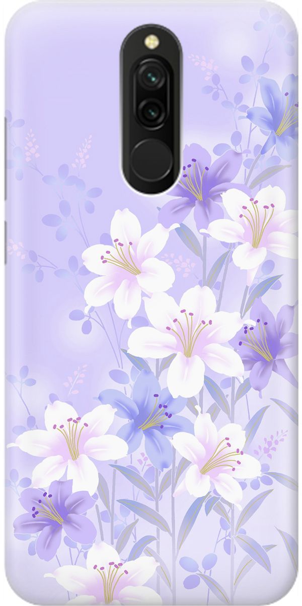 

Силиконовый чехол на Xiaomi Redmi 8 "Лилии на фиолетовом", Белый;фиолетовый, 1611