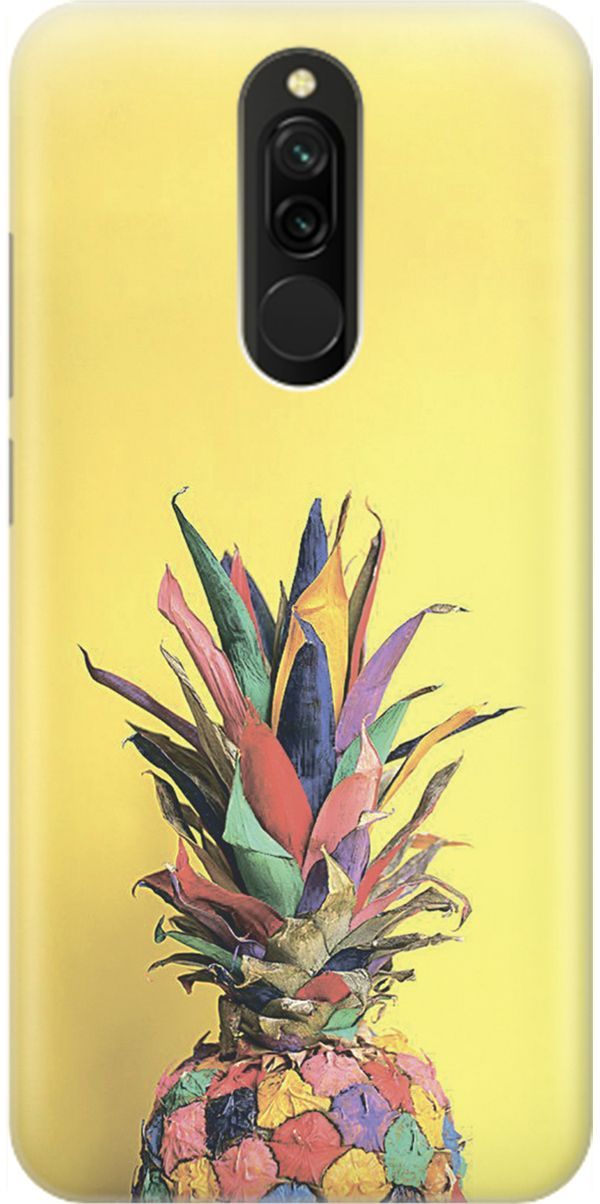 

Силиконовый чехол на Xiaomi Redmi 8 "Ананас на желтом", Желтый;синий, 1611