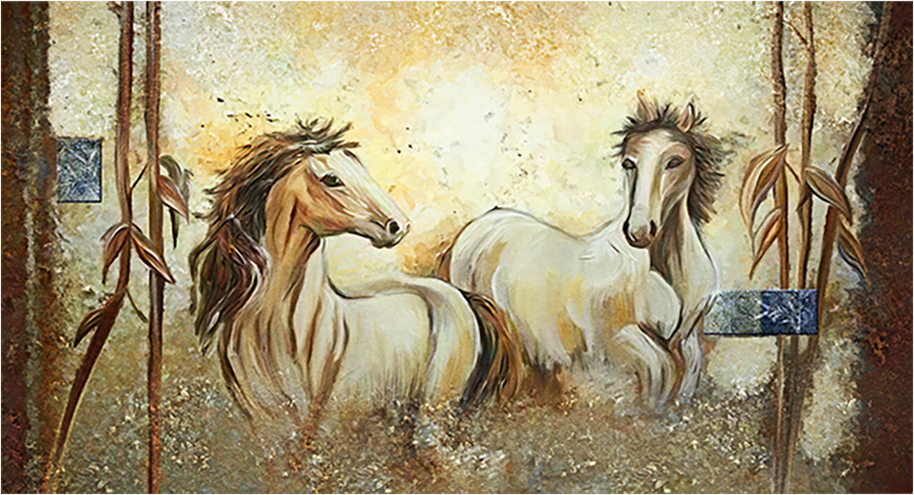 

Картина на холсте с подрамником ХитАрт Белые кони 80x43 см, 2355