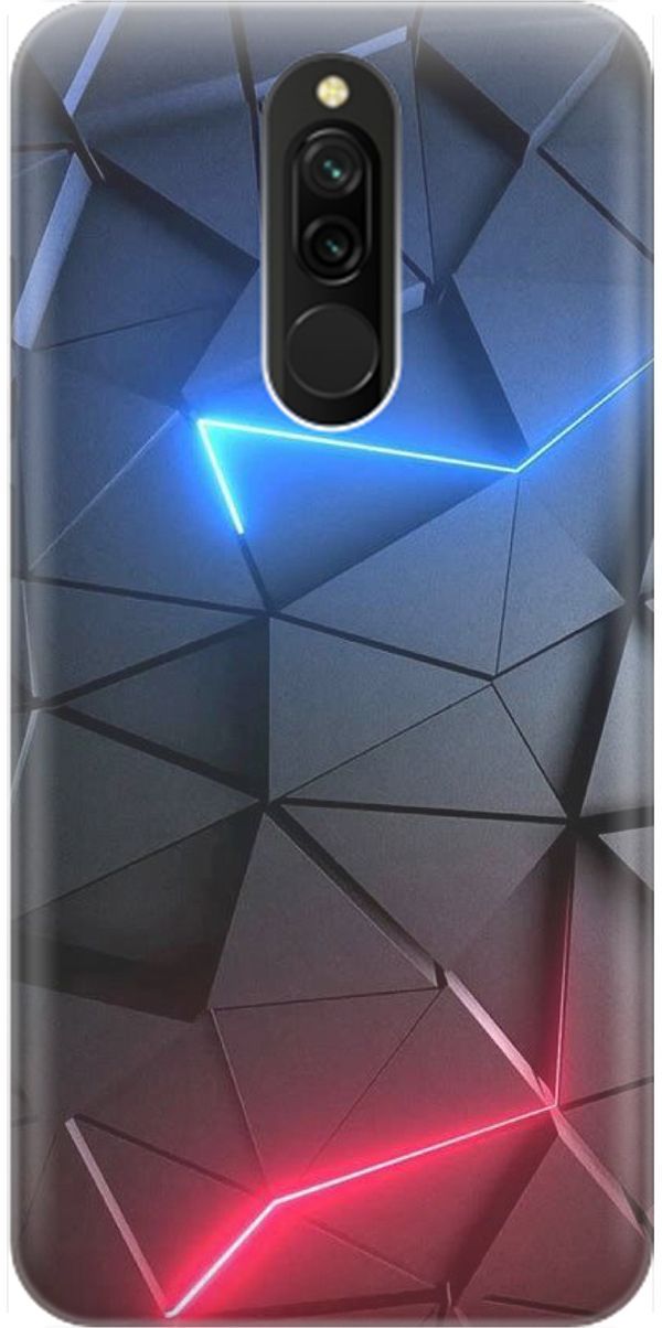

Силиконовый чехол на Xiaomi Redmi 8 "Графитовые грани", Серый;синий, 1611