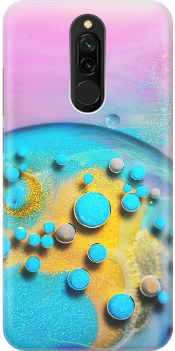 

Силиконовый чехол на Xiaomi Redmi 8 "Цветные капли", Голубой;оранжевый, 1611