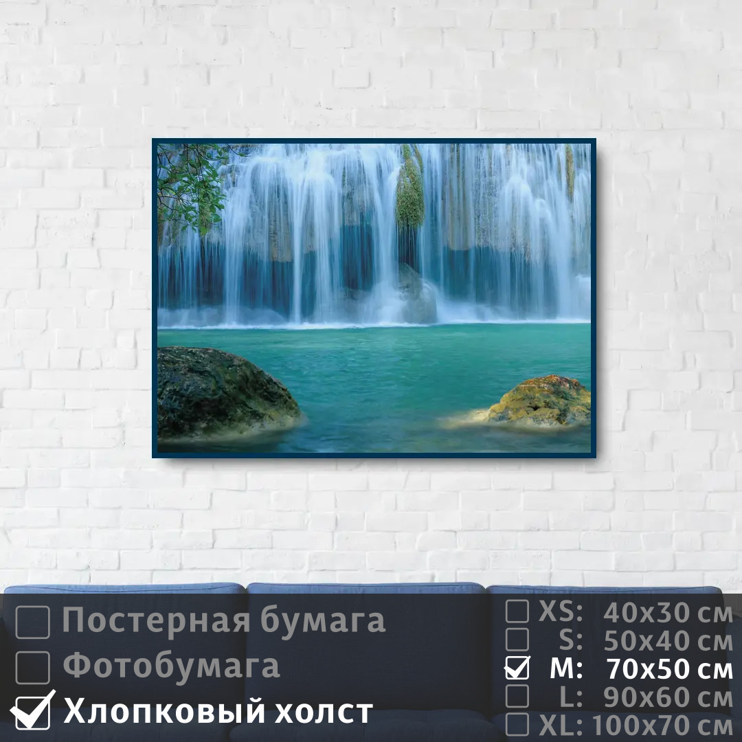 

Постер на холсте ПолиЦентр Лесное озеро и водопад 70х50 см, ЛесноеОзероИВодопад