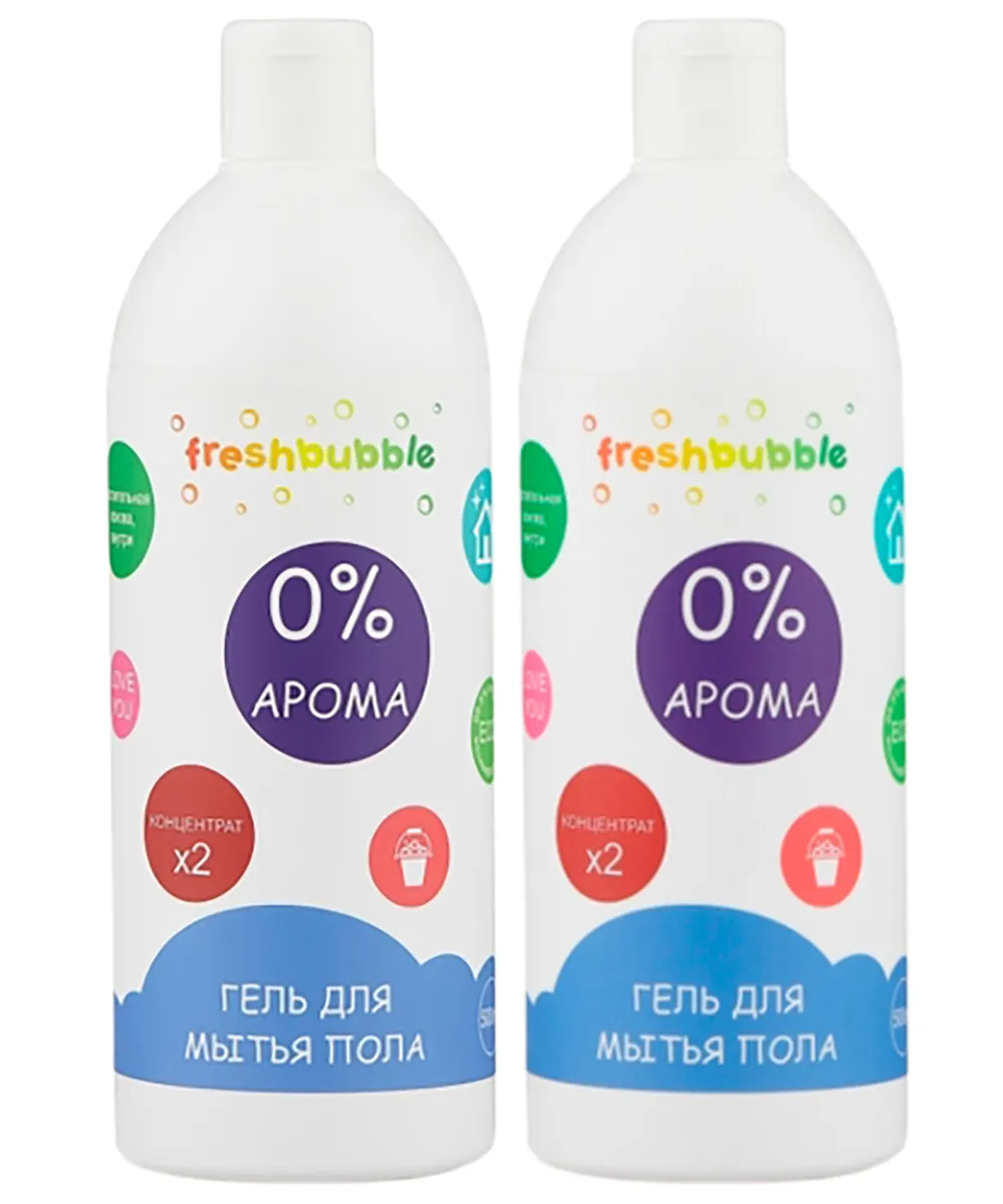 

Гель для мытья полов FRESHBUBBLE, без аромата 1 л х2 шт, FRESHBUBBLE Гель для мытья полов без аромата 1 л х2 шт.