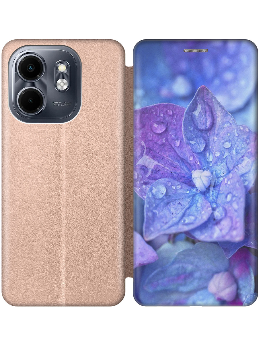 

Чехол-книжка на Infinix Hot 50i / Smart 9 с принтом "Голубой цветочек" золотой, Золотистый;голубой;фиолетовый, 786719322