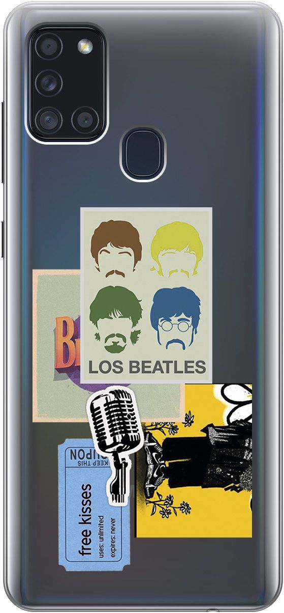 

Чехол на Samsung Galaxy A21s "Beatles Stickers" прозрачный, Прозрачный;бежевый, 5363