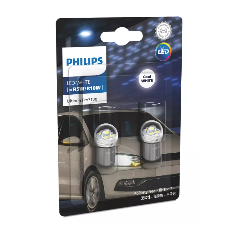 

Комплект светодиодных ламп Philips 11090CU31B2 Блистер (2шт) BA15s LED-White [R5W/R10W], 11090CU31B2