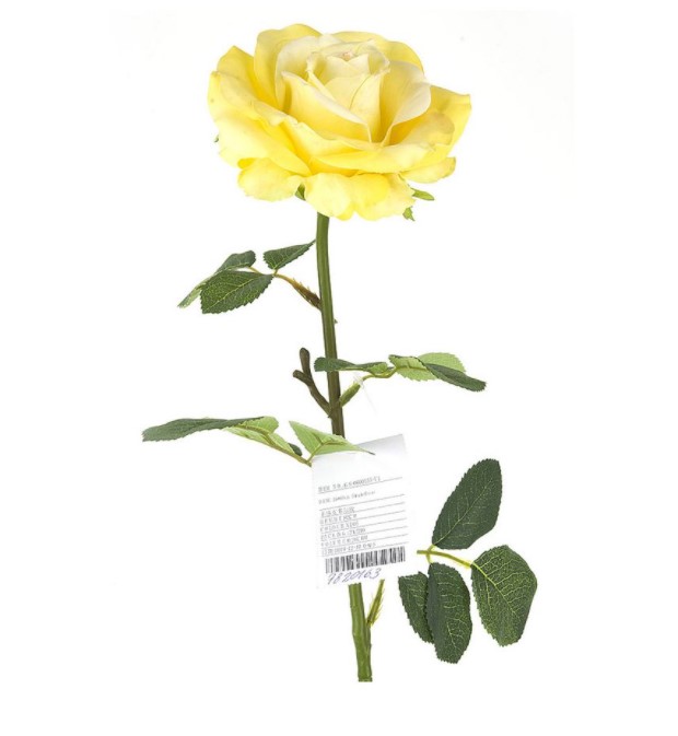 Цветок искусственный Gloria Garden на ножке Роза желтая 70 см