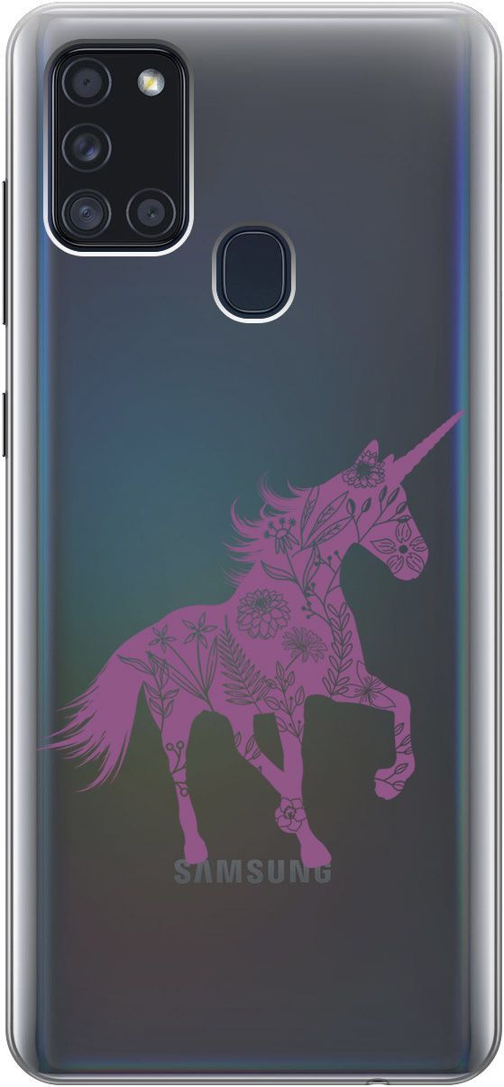 

Чехол на Samsung Galaxy A21s "Floral Unicorn" прозрачный, Прозрачный;фиолетовый, 5363