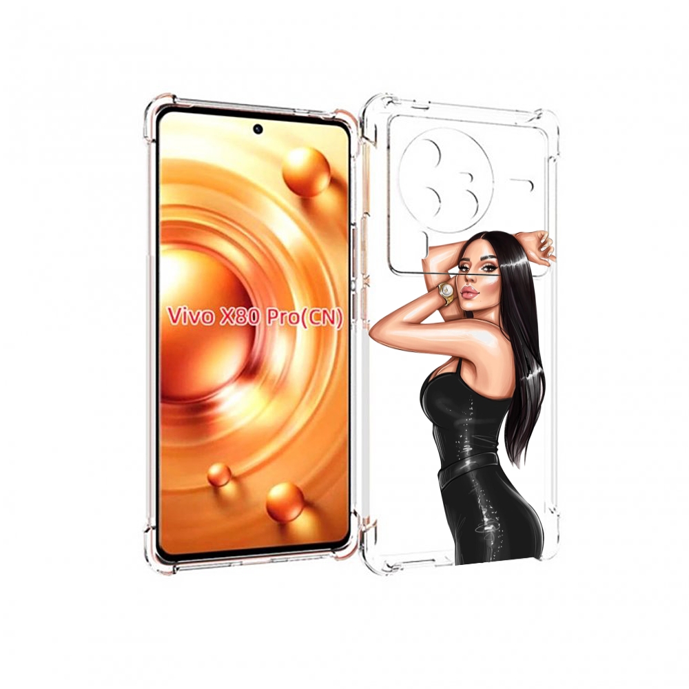 Чехол MyPads Брюнетка-с-часами для Vivo X80 Pro