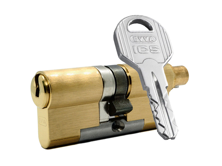 

Цилиндр EVVA ICS ключ-вертушка (размер 76х51 мм) - Латунь (5 ключей), Золотистый