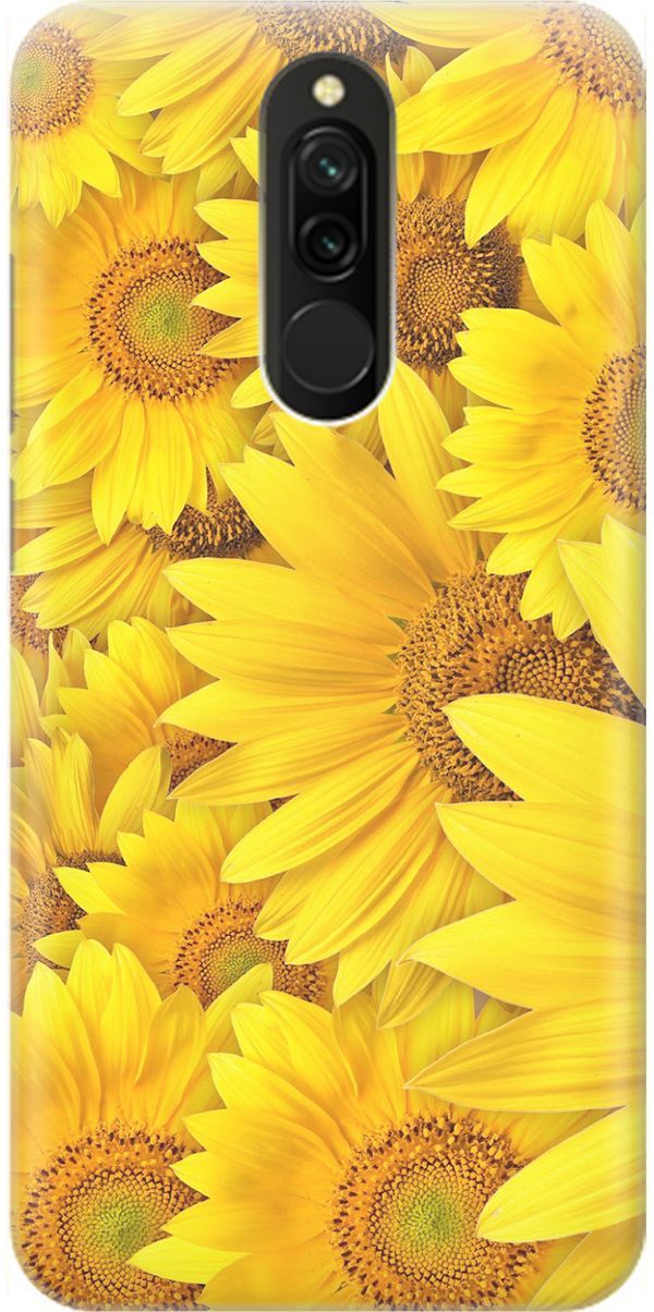 

Силиконовый чехол на Xiaomi Redmi 8 "Море подсолнухов", Желтый;коричневый, 1611