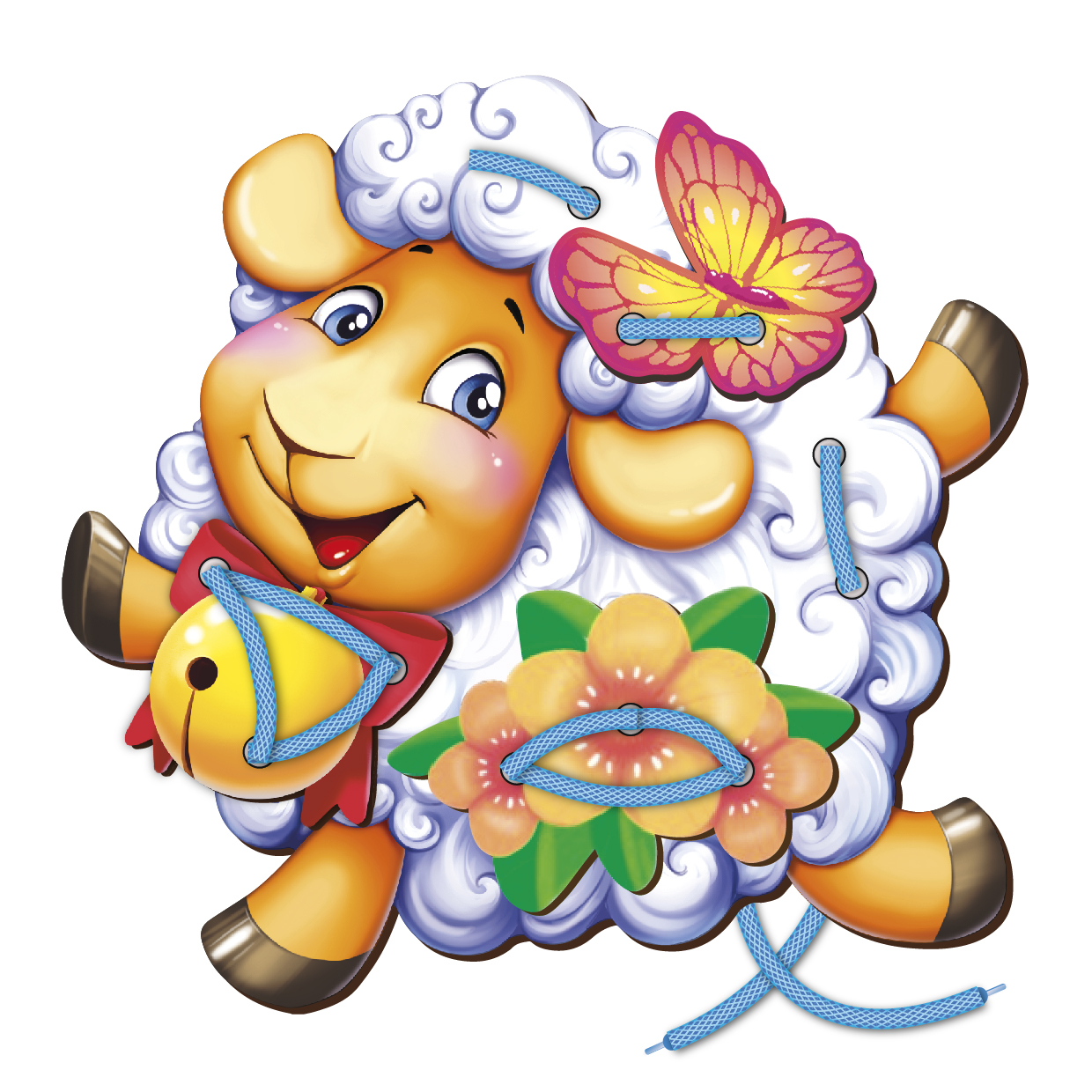 Шнуровка ПК ПОДАРКИ Овечка с бабочкой 150*160 мм.