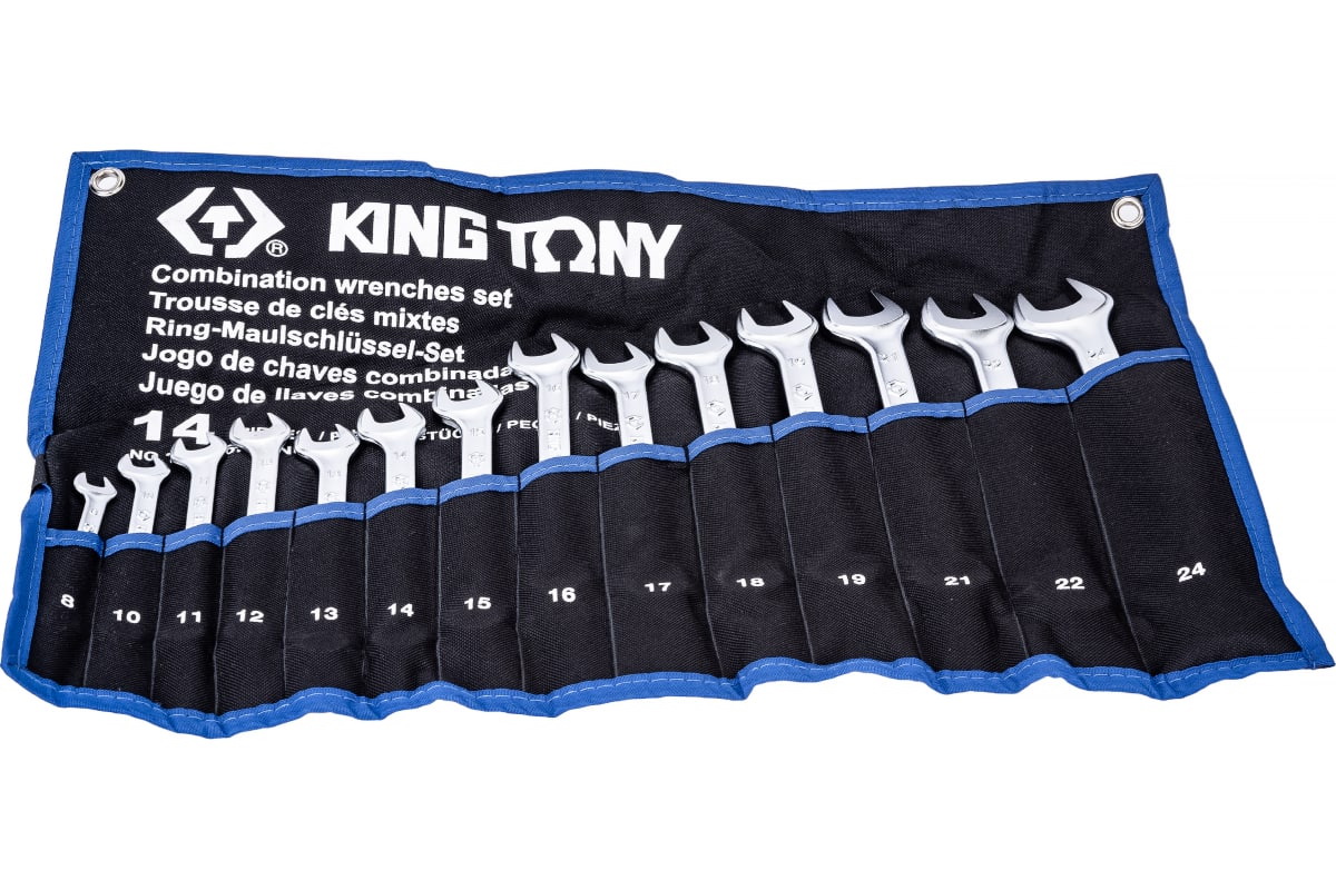 KING TONY 12D15MRN01 KING TONY Набор комбинированных ключей, 8-24 мм, чехол из теторона, 1