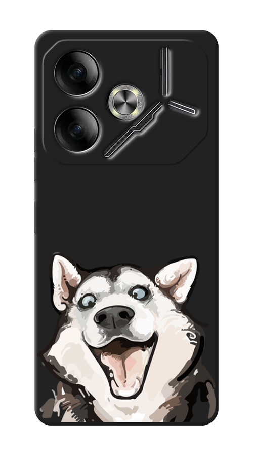 

Чехол Awog на Tecno Pova 6 "Радостный хаски", Белый;голубой;черный, 305352-1