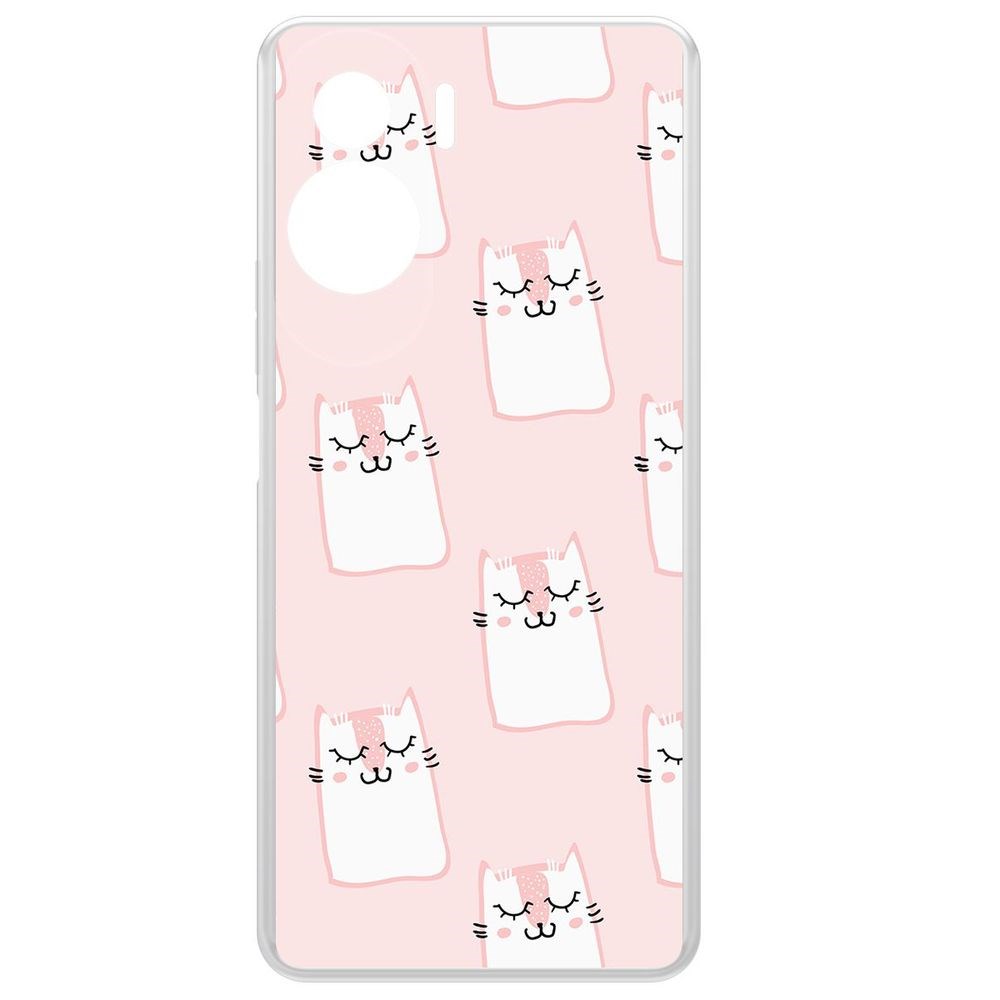 

Чехол-накладка Krutoff Clear Case Котики паттерн для Honor X50i, Прозрачный