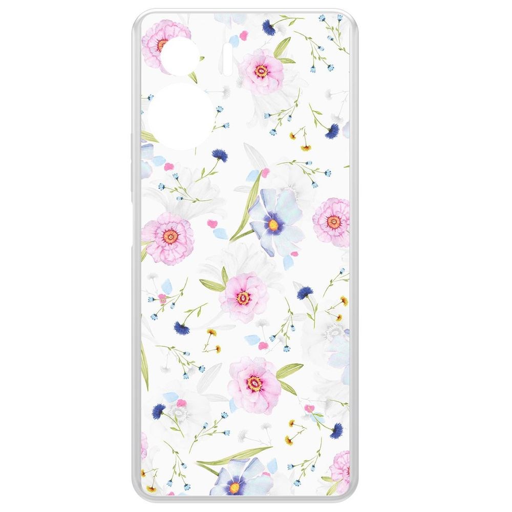 

Чехол-накладка Krutoff Clear Case Цветочный паттерн 3 для Honor X50i, Прозрачный