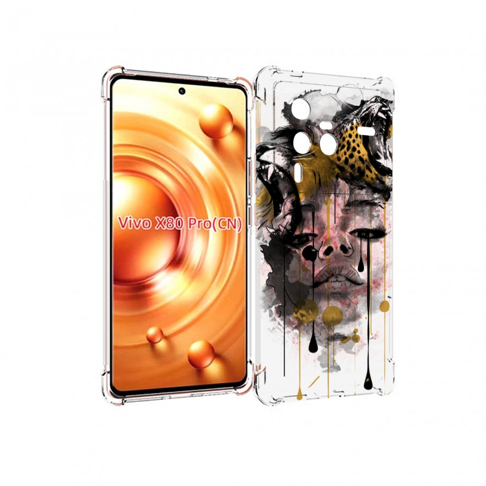 

Чехол MyPads Девушка гепард женский для Vivo X80 Pro, Прозрачный, Tocco