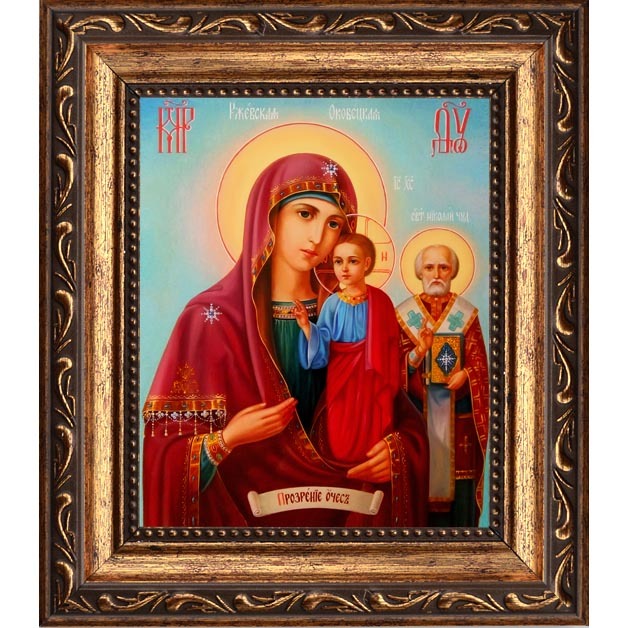 

Оковецкая (Ржевская) икона Божьей Матери на льняном холсте.