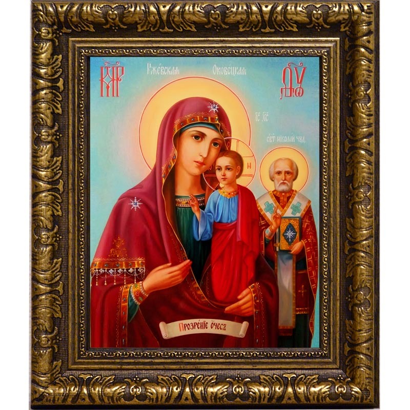 

Оковецкая (Ржевская) икона Божьей Матери на льняном холсте.