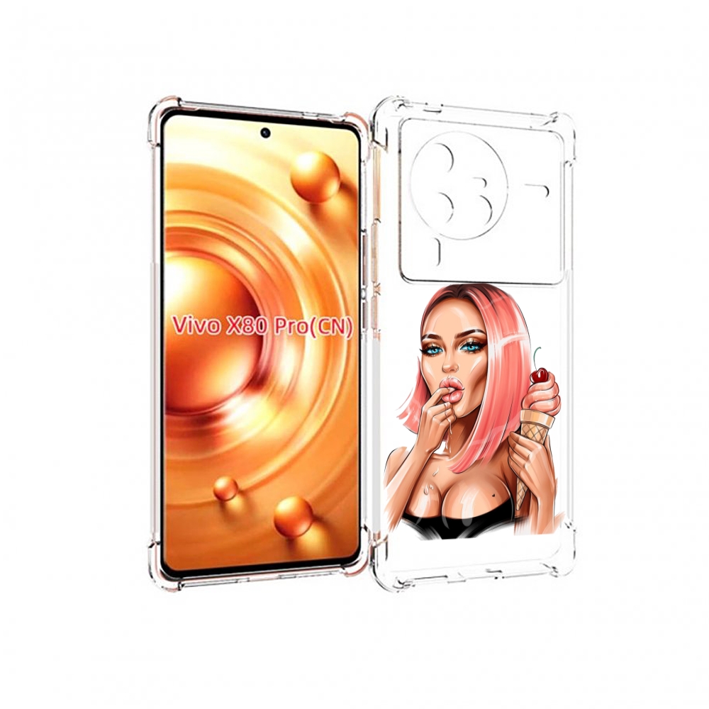 

Чехол MyPads Девушка-и-мороженое женский для Vivo X80 Pro, Прозрачный, Tocco