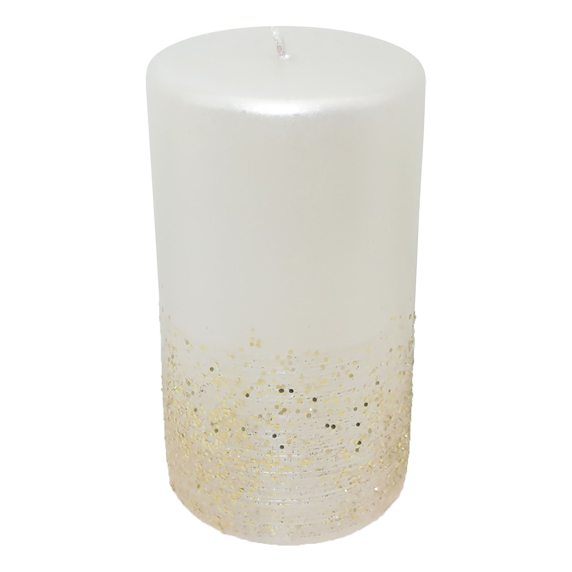 Свеча декоративная столбик Actuel с блестками 7 х 12 см белая
