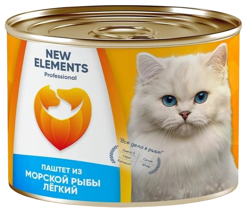 фото Консервы для кошек new elements паштет из морской рыбы легкий беззерновой 240г