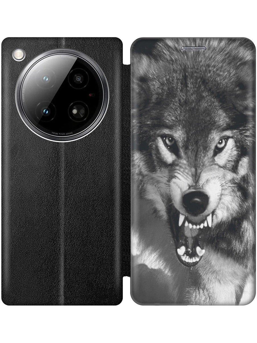 

Чехол-книжка на Infinix Zero 40 4G с принтом "Волчий оскал" черный, Черный;серый, 786722313