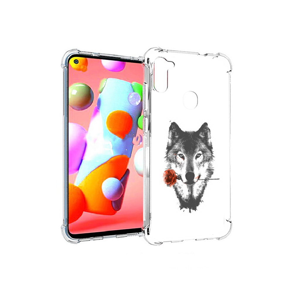 Чехол MyPads Tocco для Samsung Galaxy A11 волк с розой (PT149913.480.270)