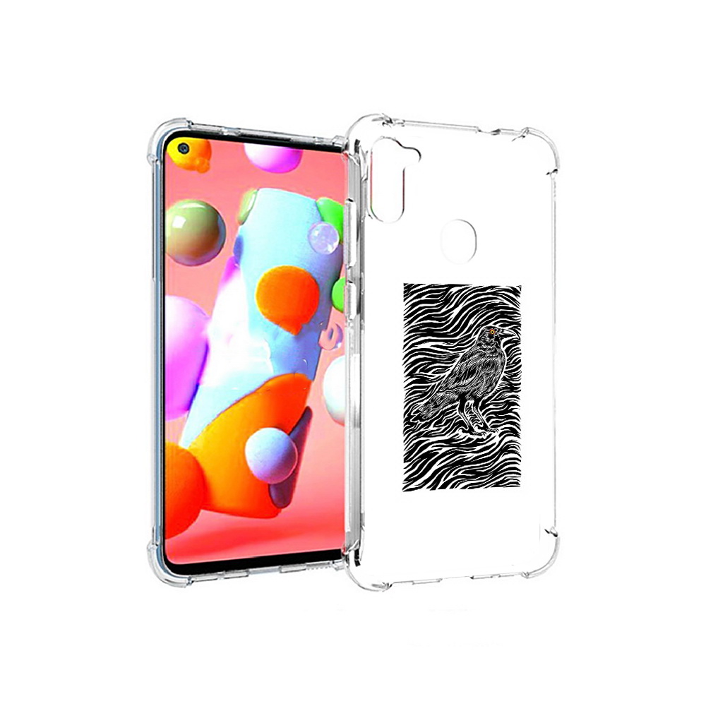 

Чехол MyPads Tocco для Samsung Galaxy A11 ворон в абстракции (PT149913.480.272), Прозрачный, Tocco