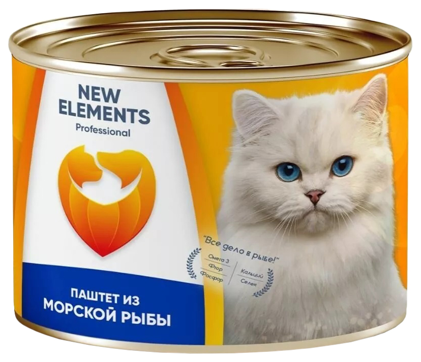 фото Консервы для кошек new elements паштет из морской рыбы беззерновой 240г
